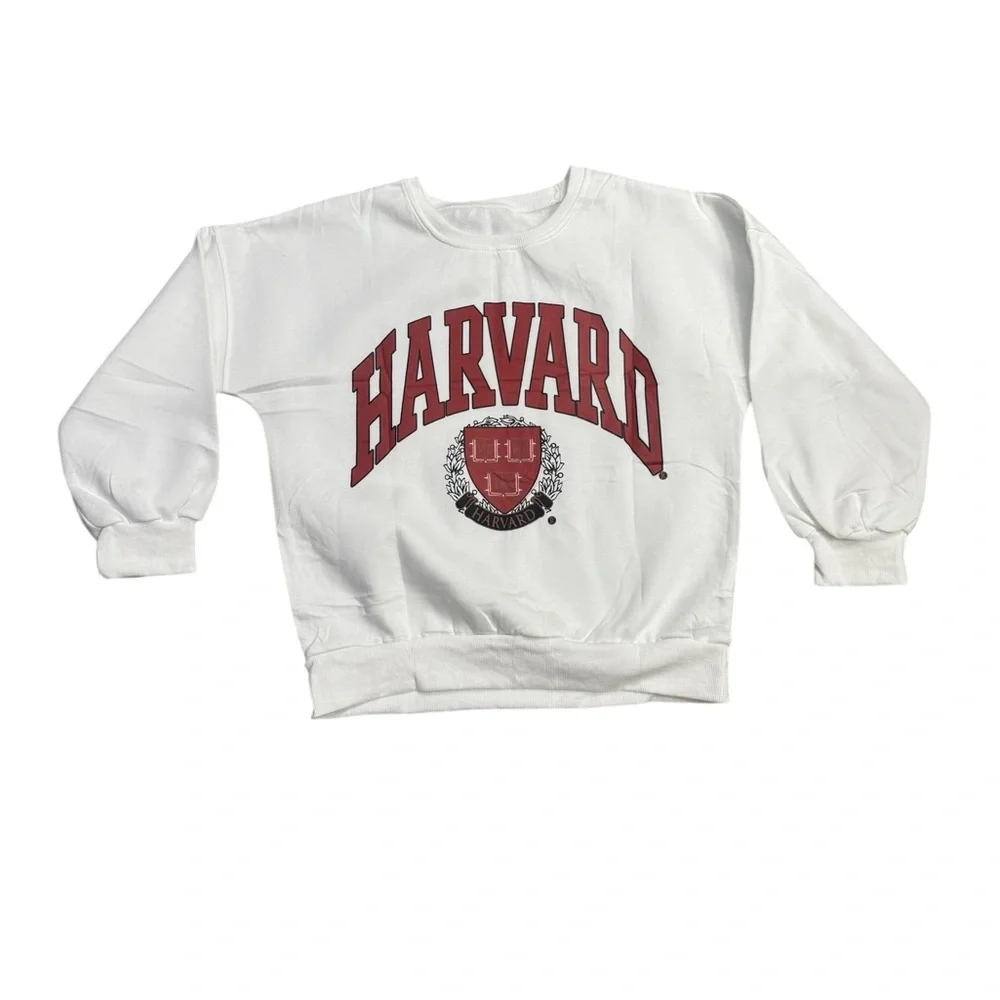 NWOT Harvard University Crewneck Sweatshirt White Graphic Logo Size Large - Picture 1 of 5
